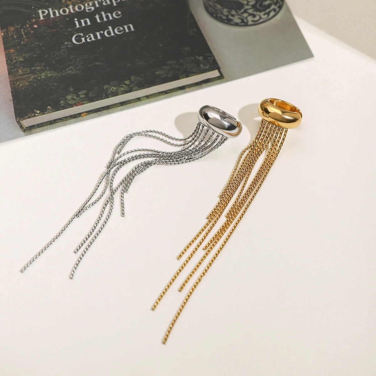 Single Tassel Ear Clips – 18K Gold Plated Stainless Steel