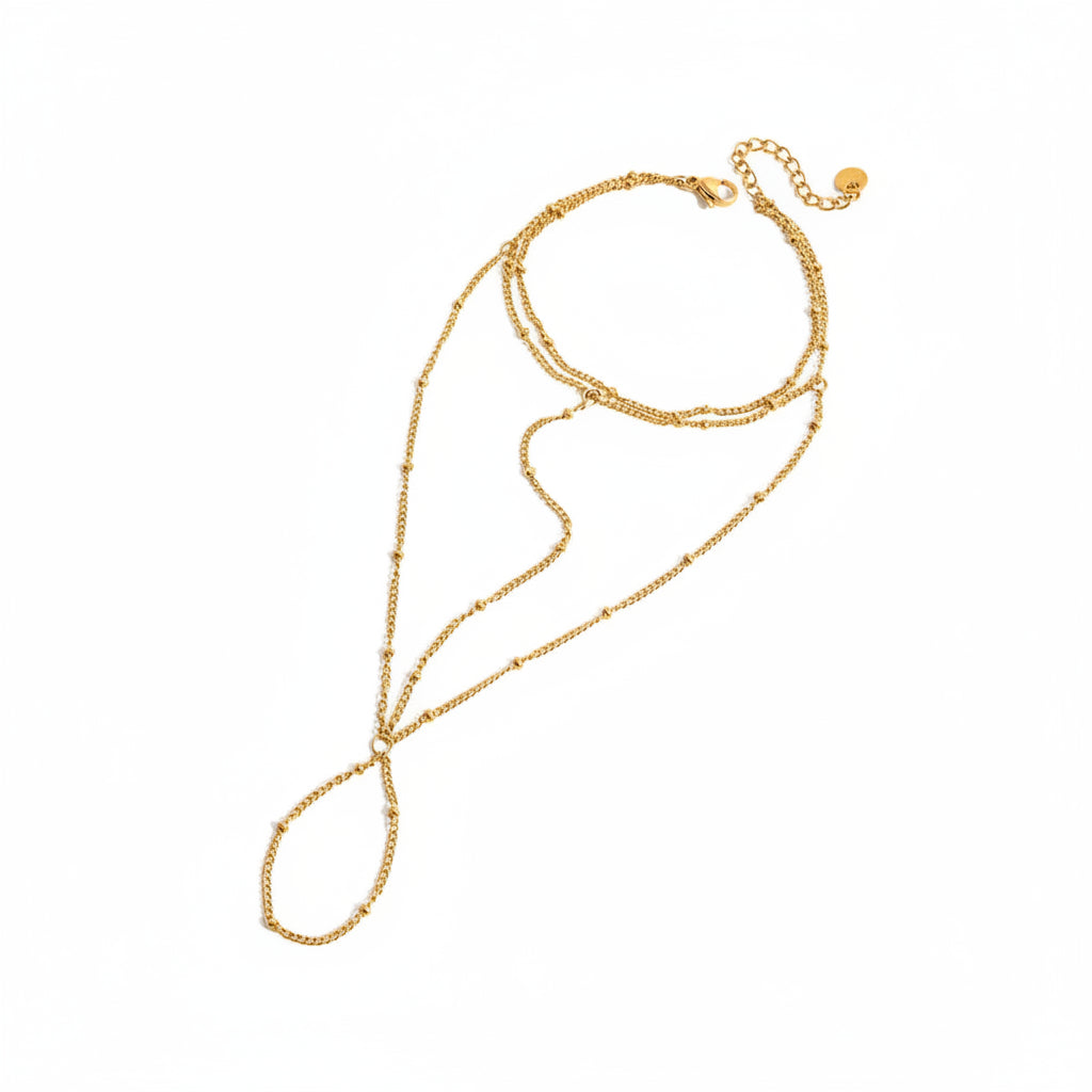 Minimalist 18k Gold Plated O-chain Finger Linked Bracelet Chain Stainless Steel Women Exquisite Jewelry Bijoux Femme