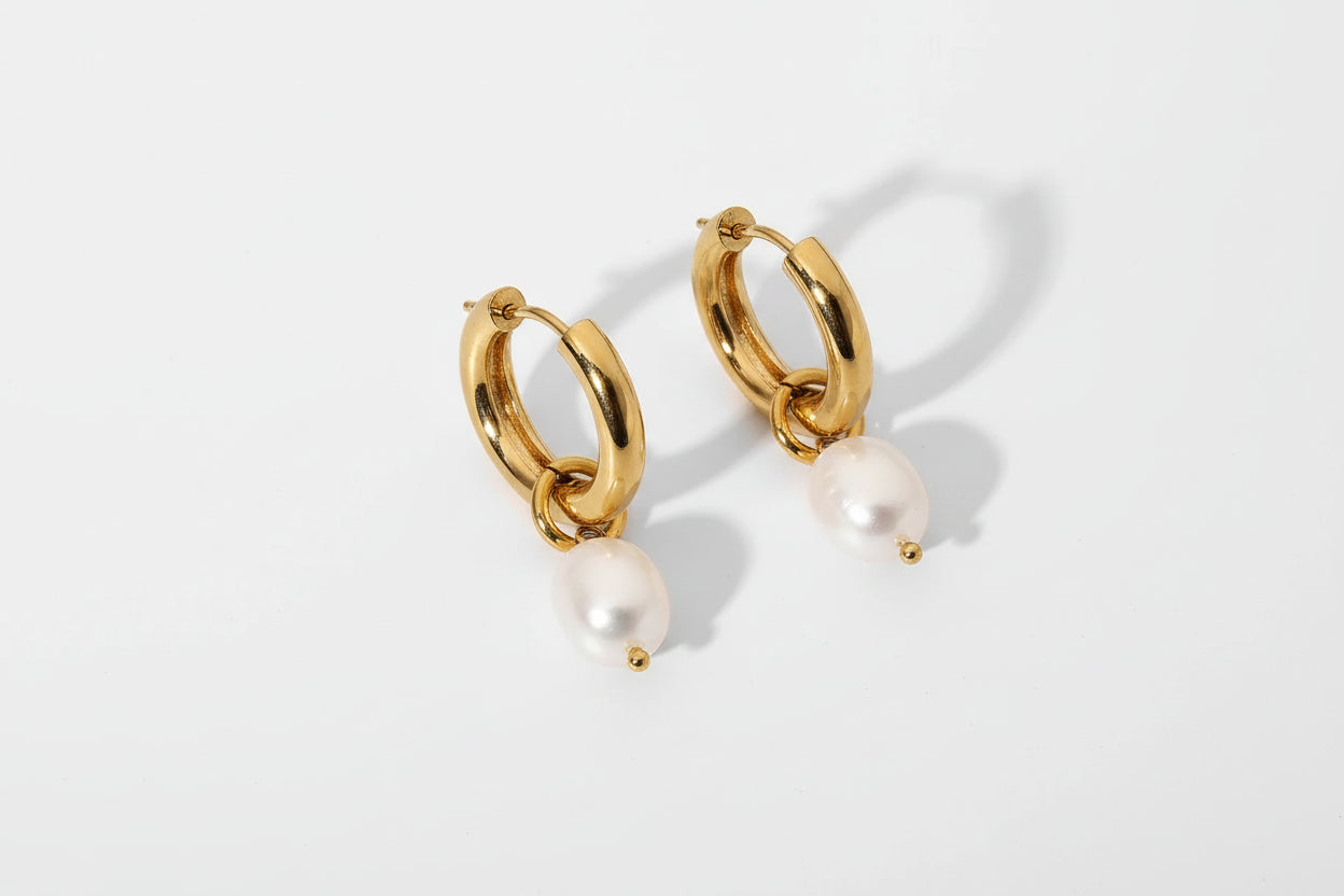 Light Cozy Stainless Steel Waterproof Pendant Earring With Imitation Pearl Charms PVD Real Gold 18K Plated Trendy Jewelry Women