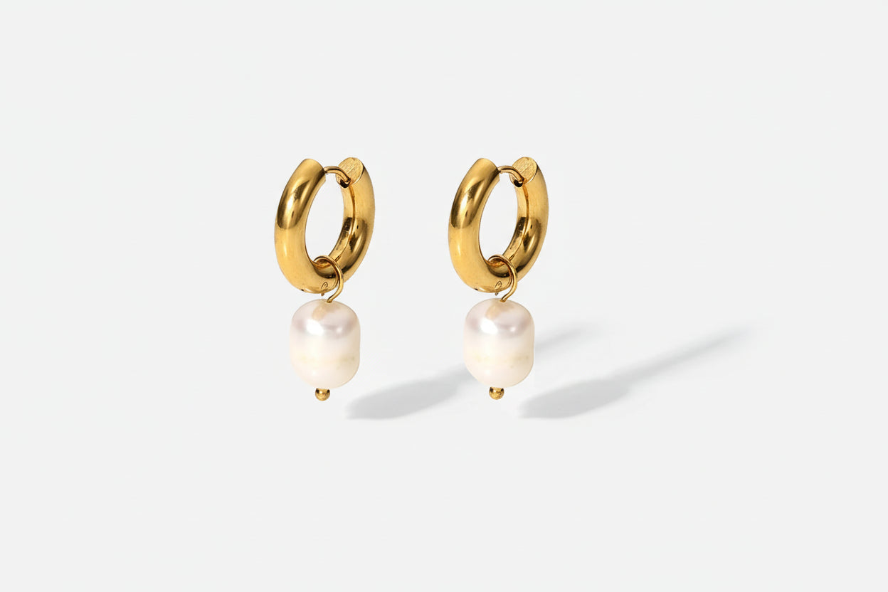 Light Cozy Stainless Steel Waterproof Pendant Earring With Imitation Pearl Charms PVD Real Gold 18K Plated Trendy Jewelry Women