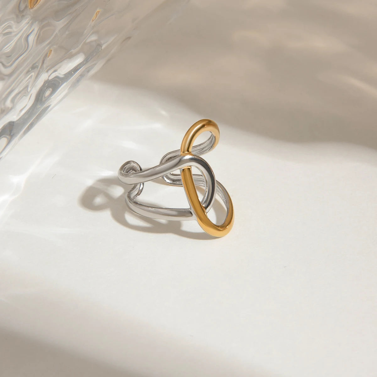 Irregular Winding Open Ring - 18K Plated Stainless Steel