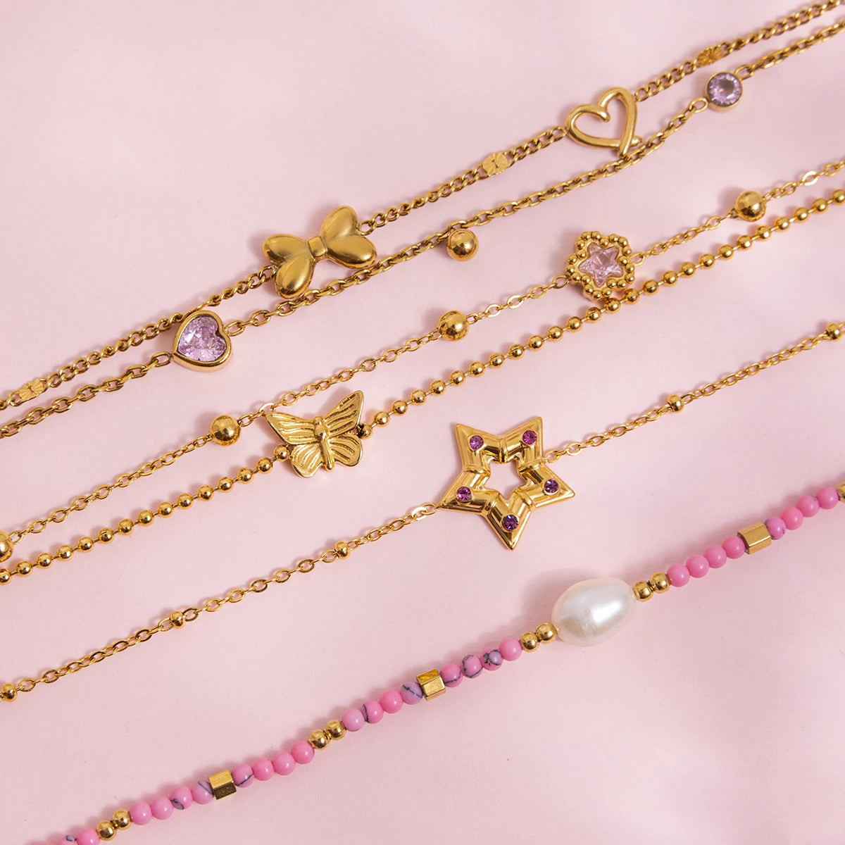 Delicate Charm Bracelet Collection - 18K Gold Plated