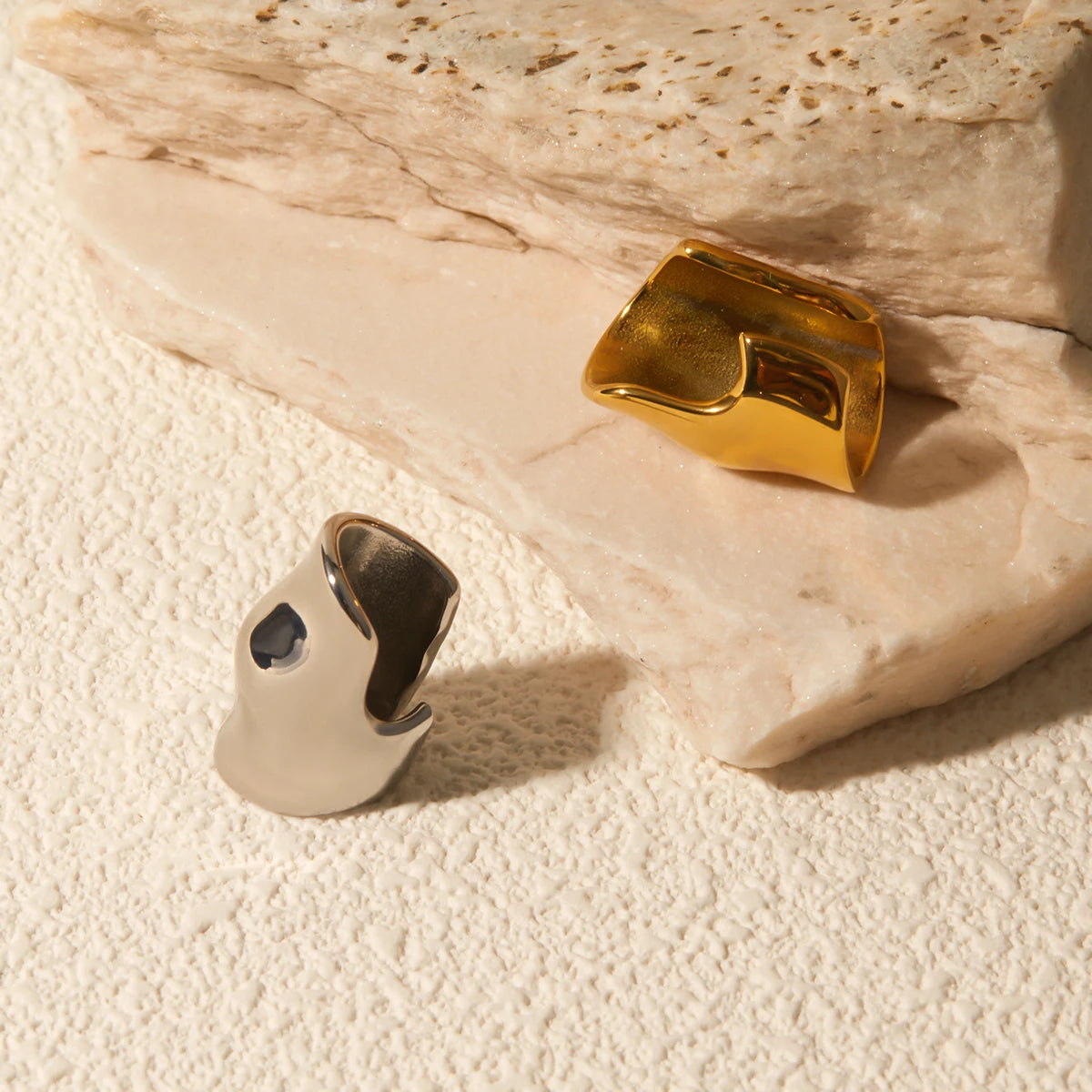 Irregular Sculptural Ear Clips – 18K Gold Plated Stainless Steel