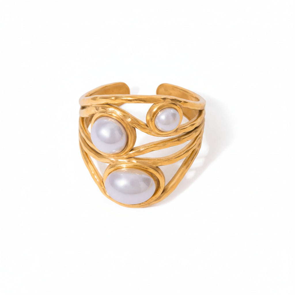 Pearl Open Ring – 18K Gold Plated Stainless Steel