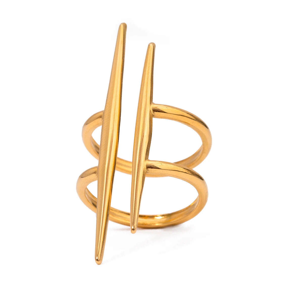 Parallel Double Line Open Ring – 18K Gold Plated Stainless Steel