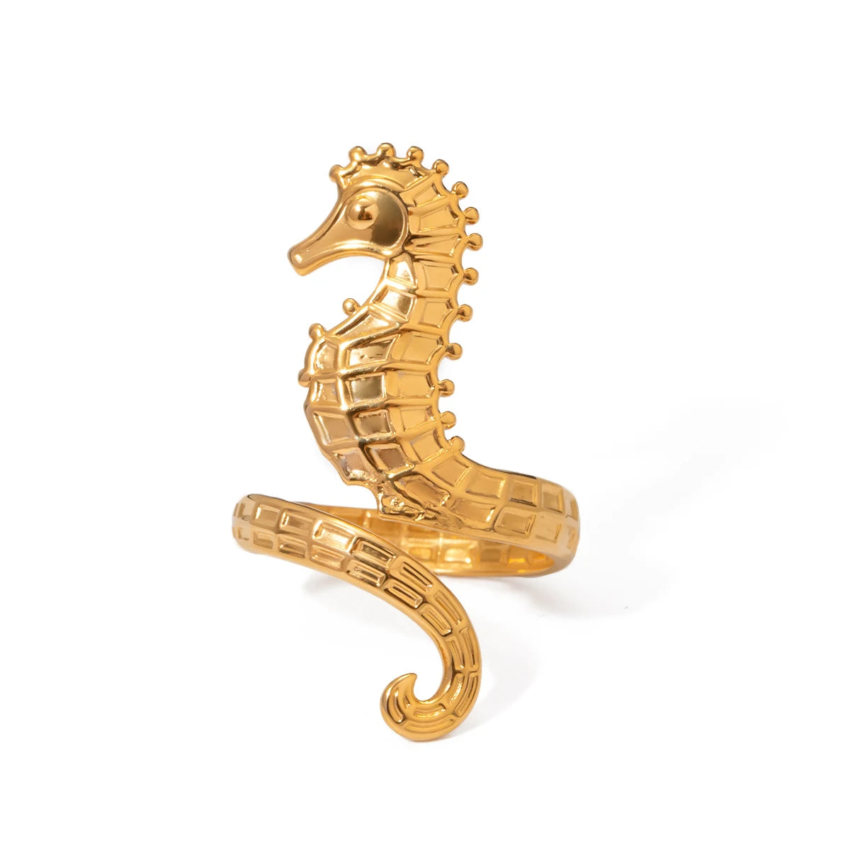 Golden Seahorse Adjustable Ring – 18K Gold PVD Stainless Steel