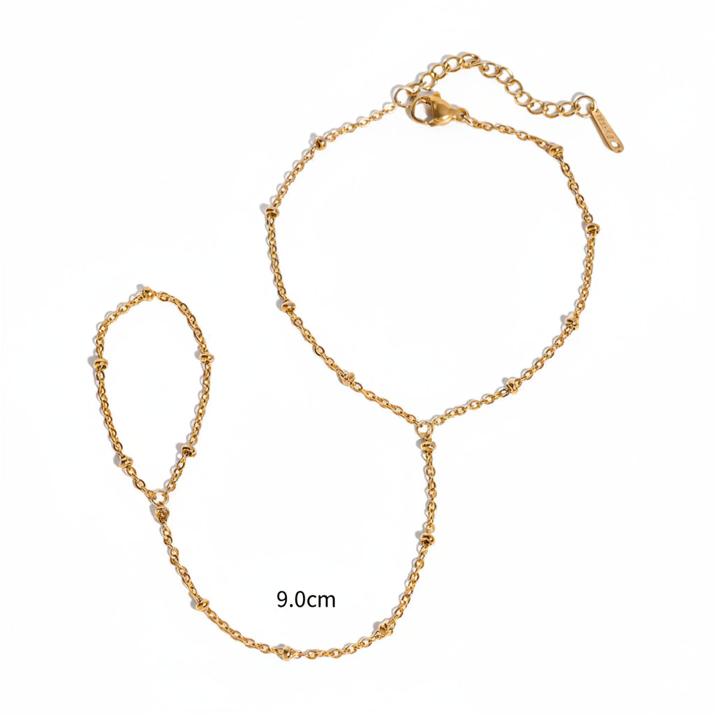 Minimalist 18k Gold Plated O-chain Finger Linked Bracelet Chain Stainless Steel Women Exquisite Jewelry Bijoux Femme