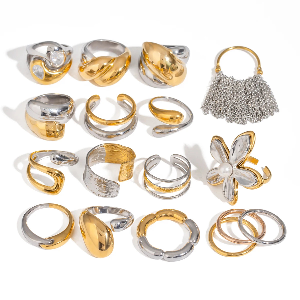 Double Line Irregular Open Ring – 18K Gold Plated Stainless Steel