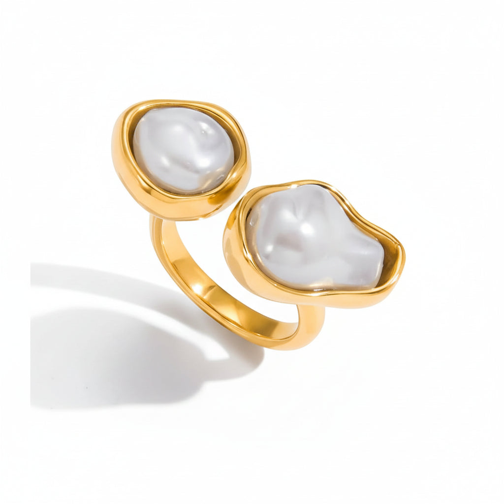 Pearl Open Ring – 18K Gold Plated Stainless Steel