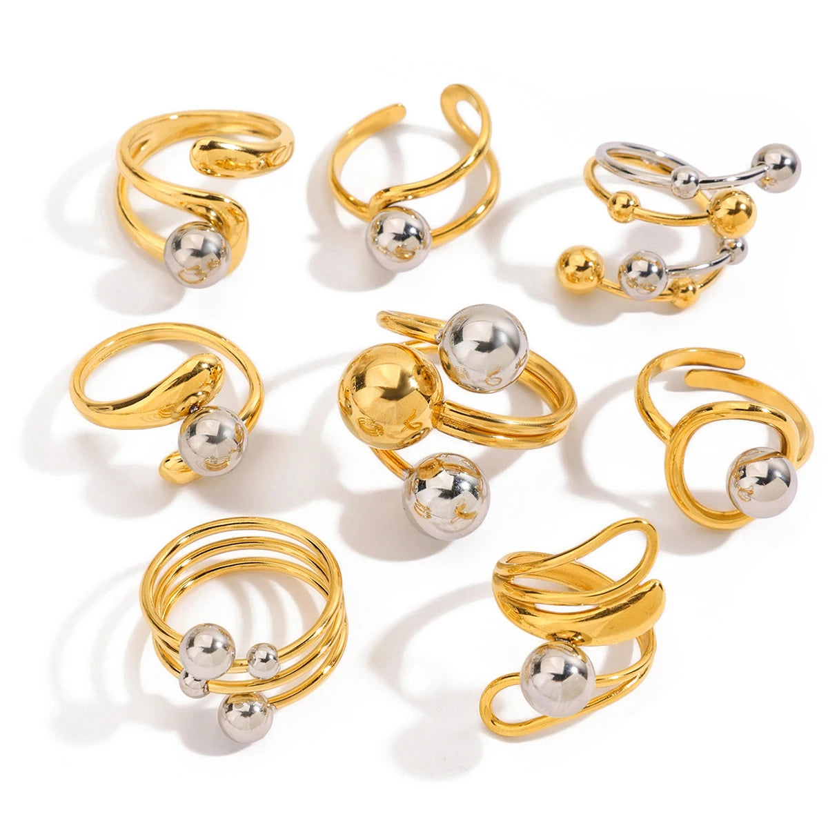 Sculpted Gold Ball Ring — 18K Plated Stainless Steel