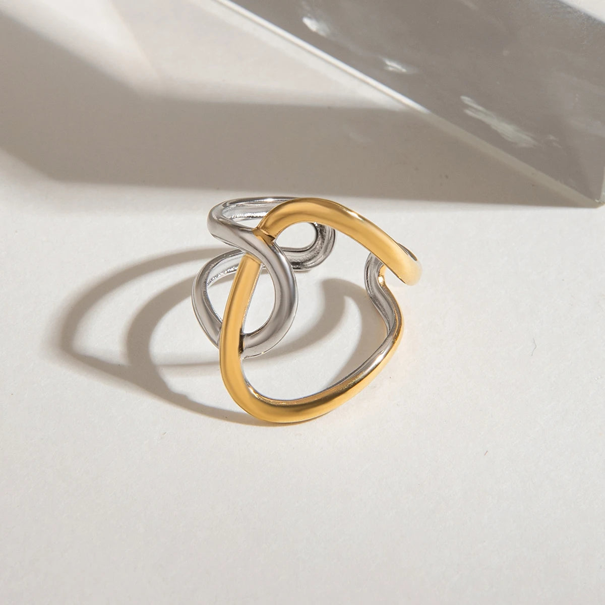 Irregular Winding Open Ring - 18K Plated Stainless Steel