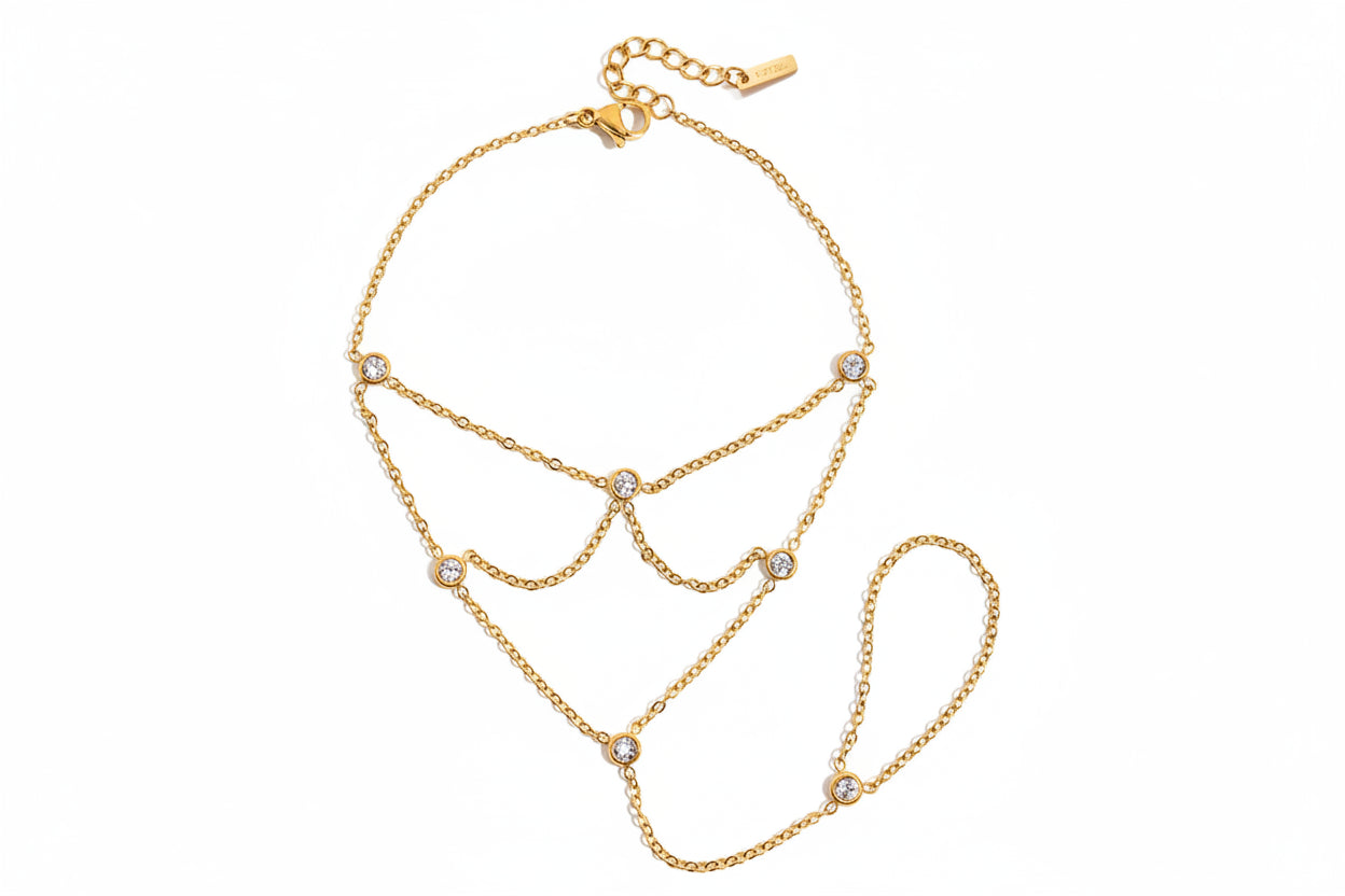 Minimalist 18k Gold Plated O-chain Finger Linked Bracelet Chain Stainless Steel Women Exquisite Jewelry Bijoux Femme