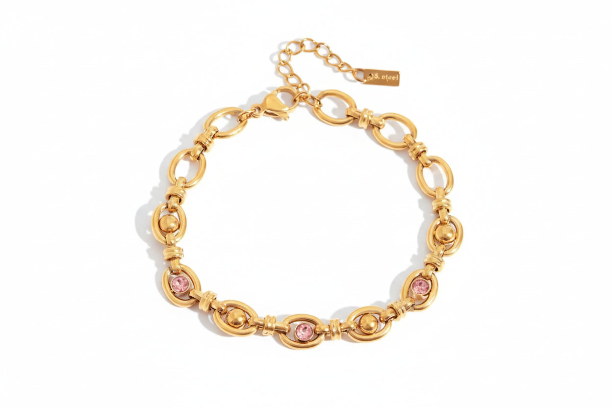 Zircon Chain Bracelet – 18K Gold Plated Stainless Steel