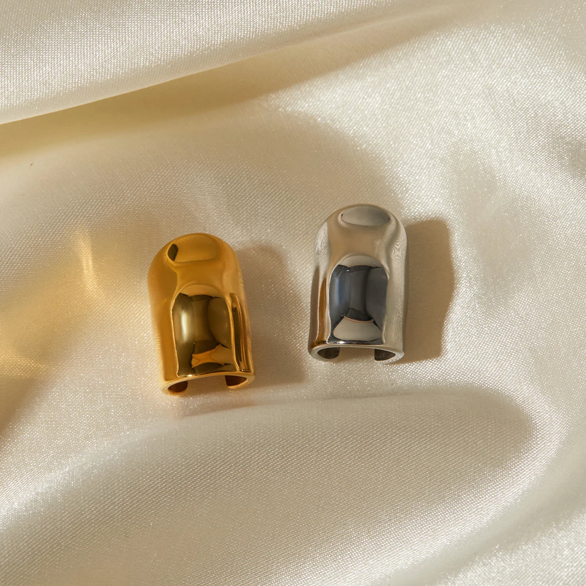 Irregular Sculptural Ear Clips – 18K Gold Plated Stainless Steel