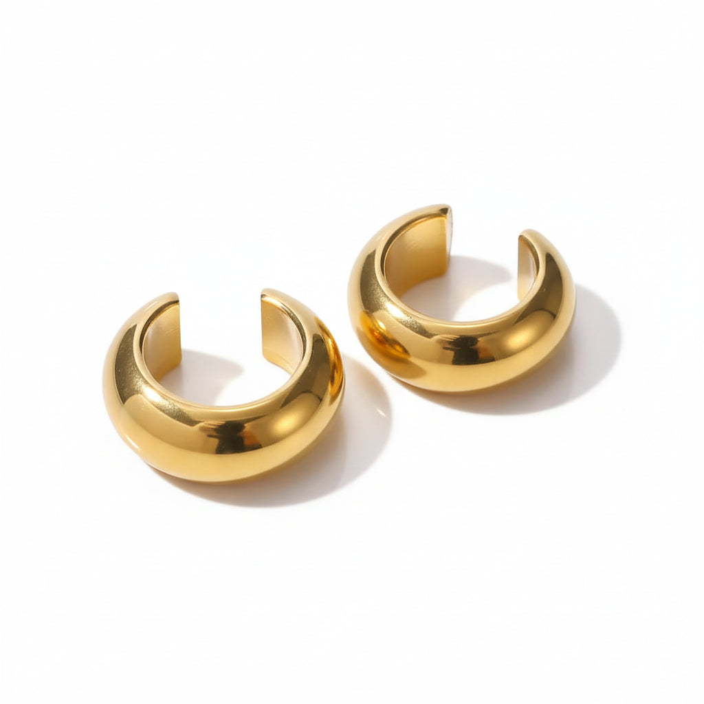 Chunky C-Shaped Ear Clips – Stainless Steel