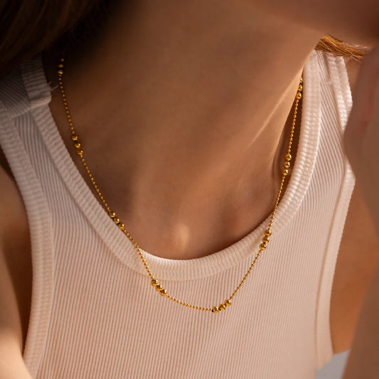 All-Round Bead Chain Necklace – 18K Gold Plated Stainless Steel