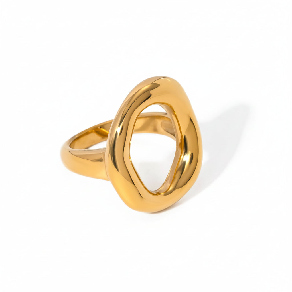 Oval Hollow Ring - 18K Gold Plated Stainless Steel