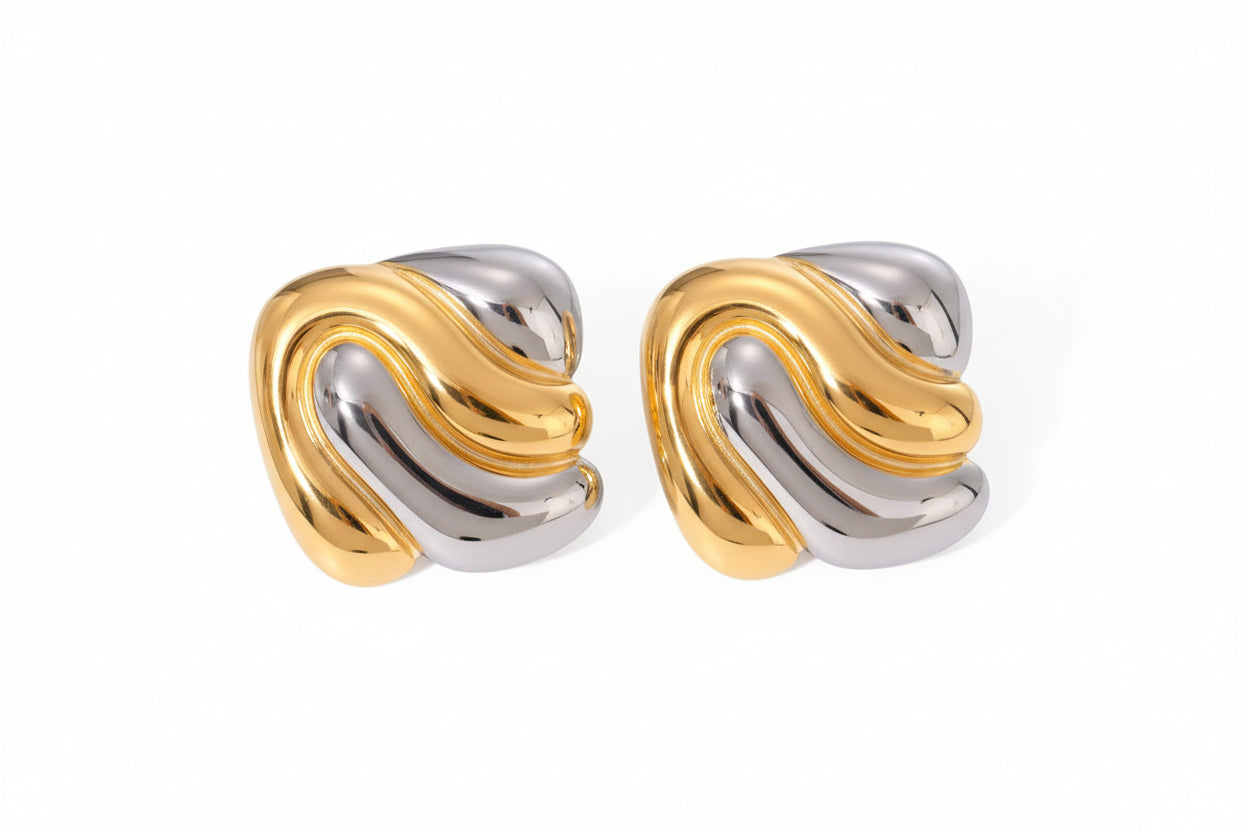 Textured Irregular Stud Earrings – 18K Gold Plated Stainless Steel