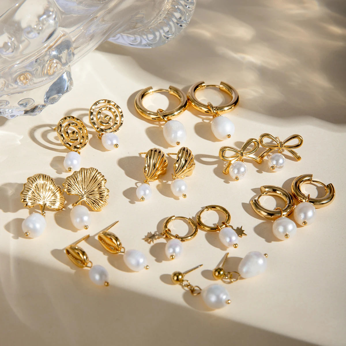 Light Cozy Stainless Steel Waterproof Pendant Earring With Imitation Pearl Charms PVD Real Gold 18K Plated Trendy Jewelry Women