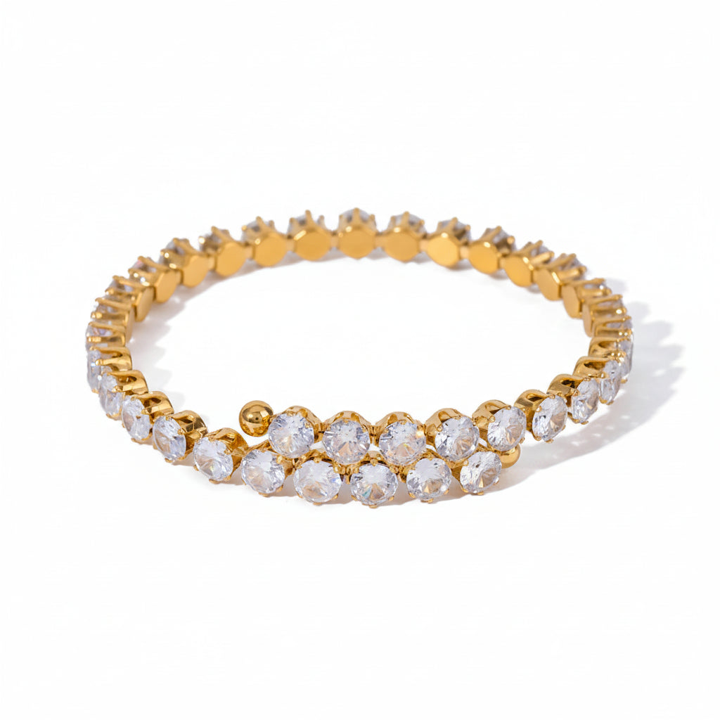 Zircon Layered Bracelet – 18K Gold Plated Stainless Steel
