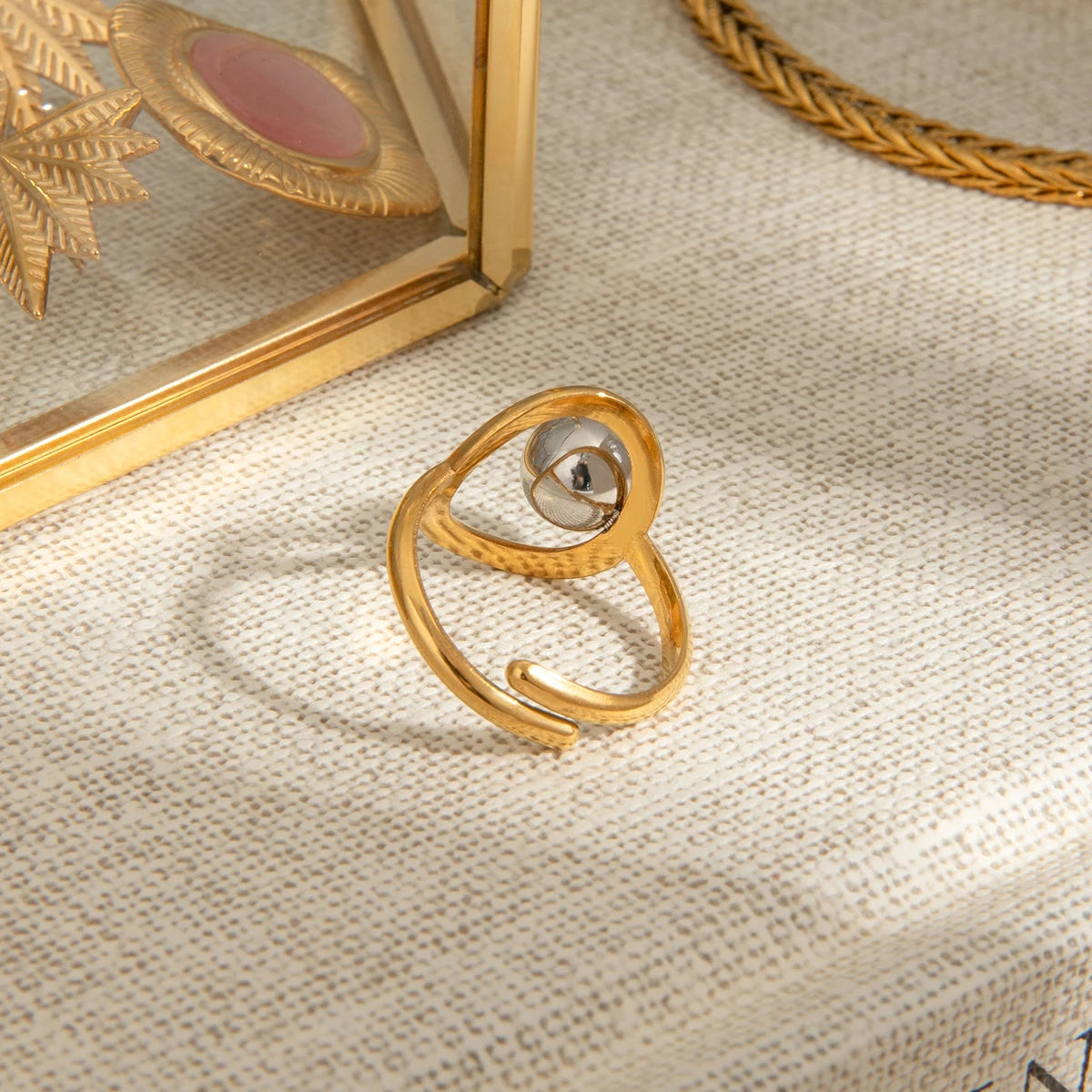 Halo Sphere Adjustable Ring – 18K Gold PVD Stainless Steel