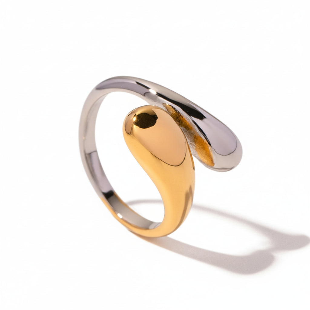 Double Line Irregular Open Ring – 18K Gold Plated Stainless Steel