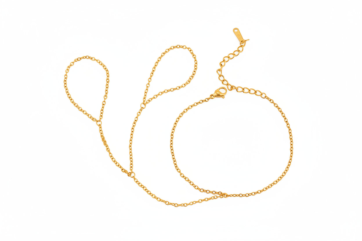 Minimalist 18k Gold Plated O-chain Finger Linked Bracelet Chain Stainless Steel Women Exquisite Jewelry Bijoux Femme