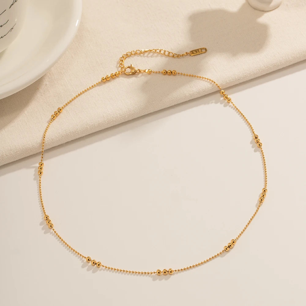 All-Round Bead Chain Necklace – 18K Gold Plated Stainless Steel