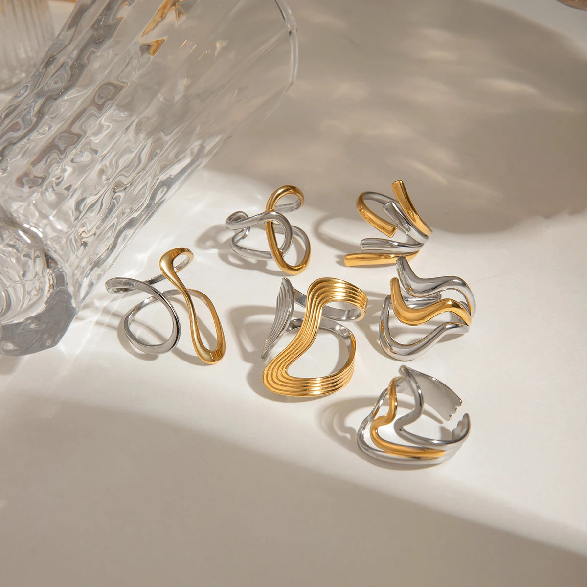 Irregular Wrap Open Ring – 18K Gold Plated Stainless Steel