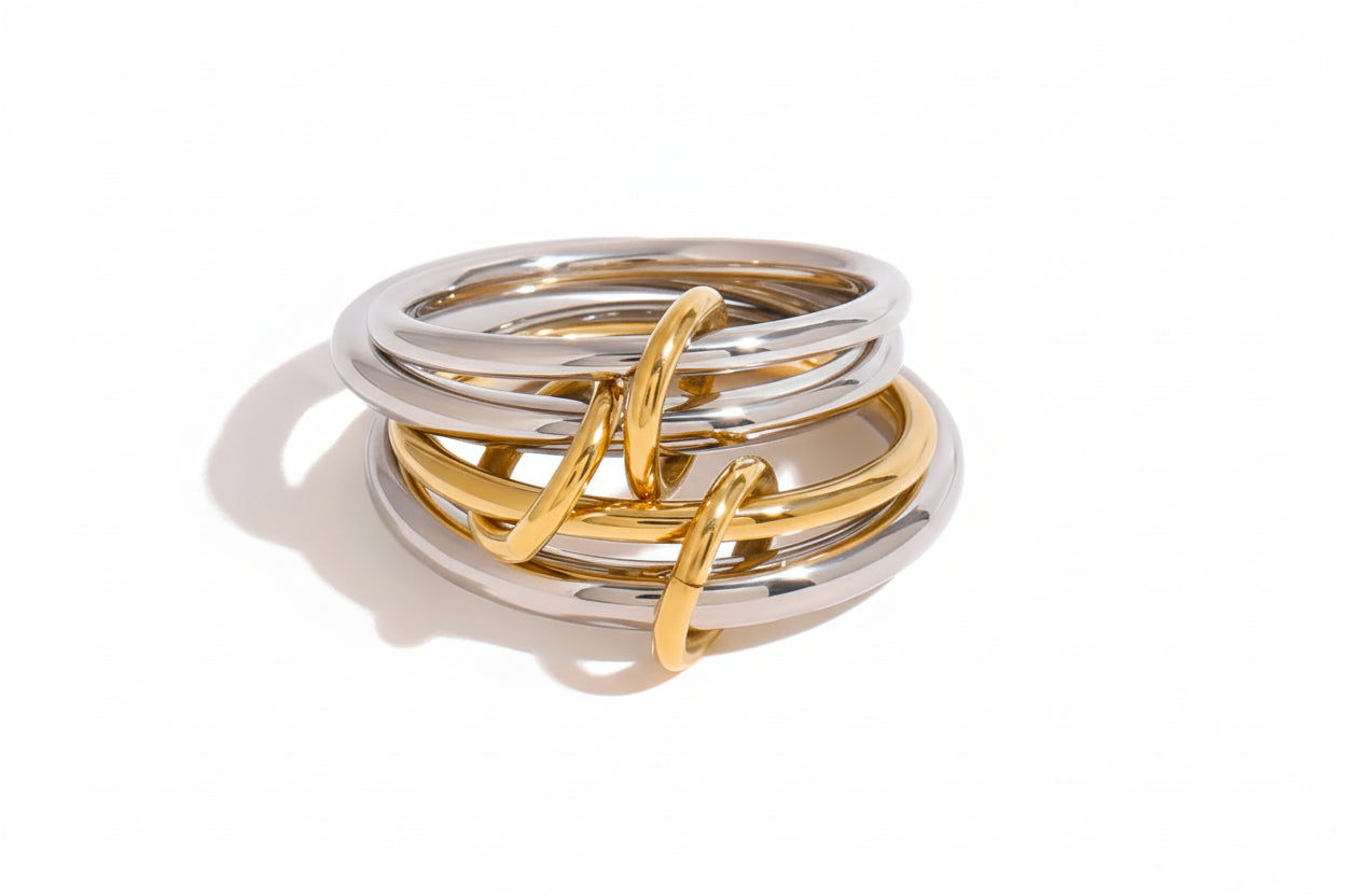 Trinity Interlocking Ring - 18K Gold & Silver Plated