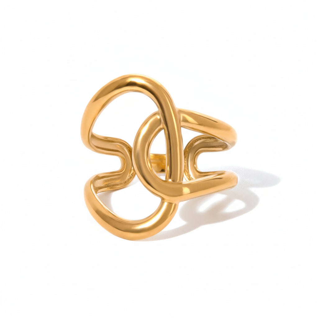 Irregular Winding Open Ring - 18K Plated Stainless Steel