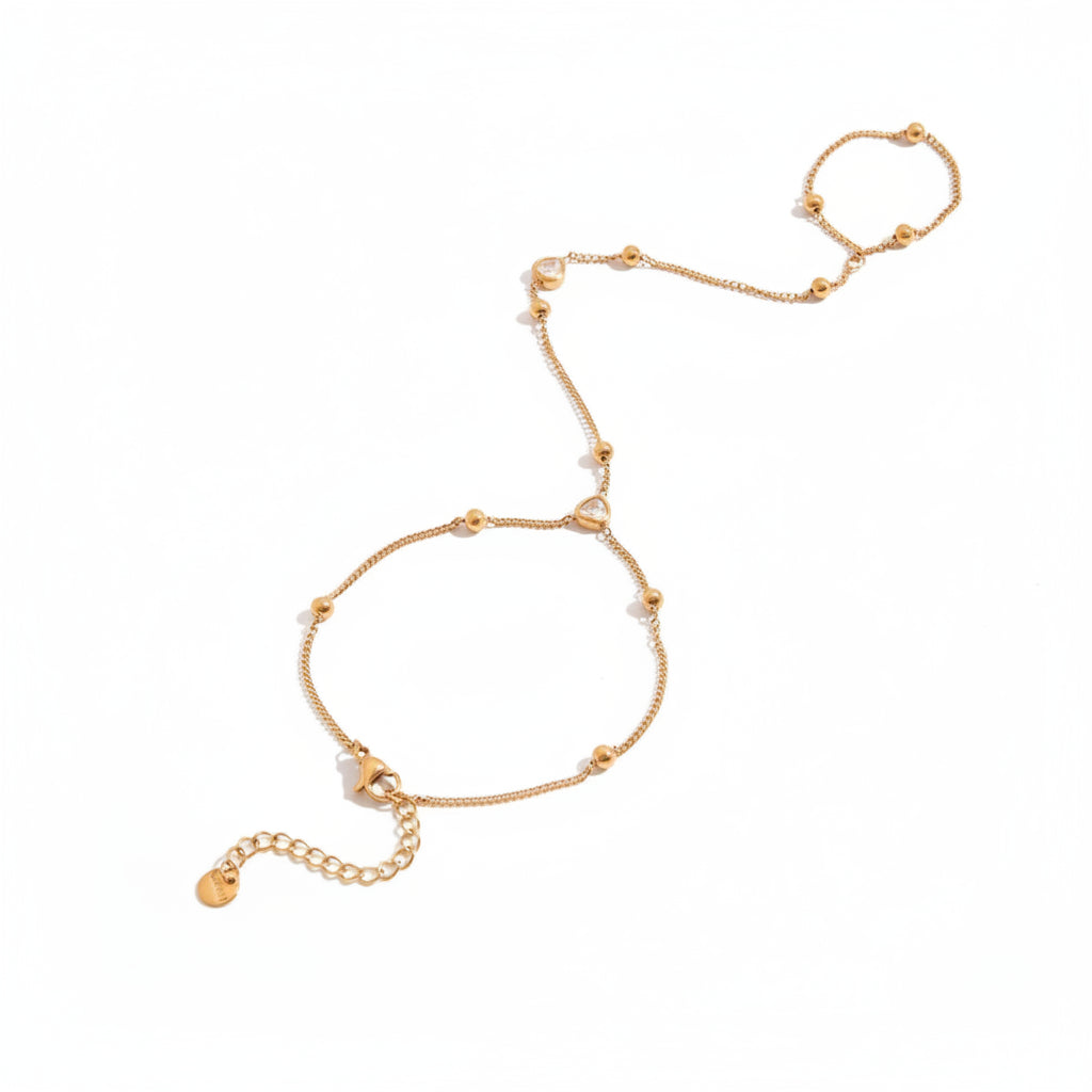 Minimalist 18k Gold Plated O-chain Finger Linked Bracelet Chain Stainless Steel Women Exquisite Jewelry Bijoux Femme
