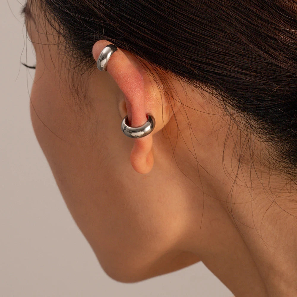 Chunky C-Shaped Ear Clips – Stainless Steel