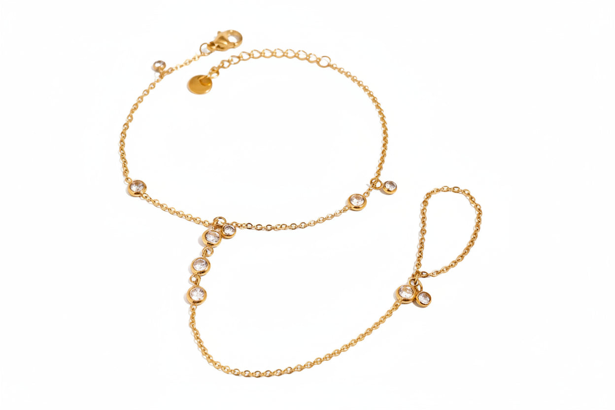 Minimalist 18k Gold Plated O-chain Finger Linked Bracelet Chain Stainless Steel Women Exquisite Jewelry Bijoux Femme