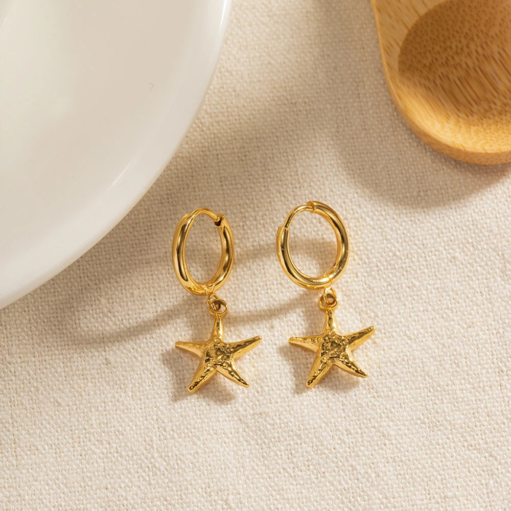 Starfish Drop Earrings – Stainless Steel