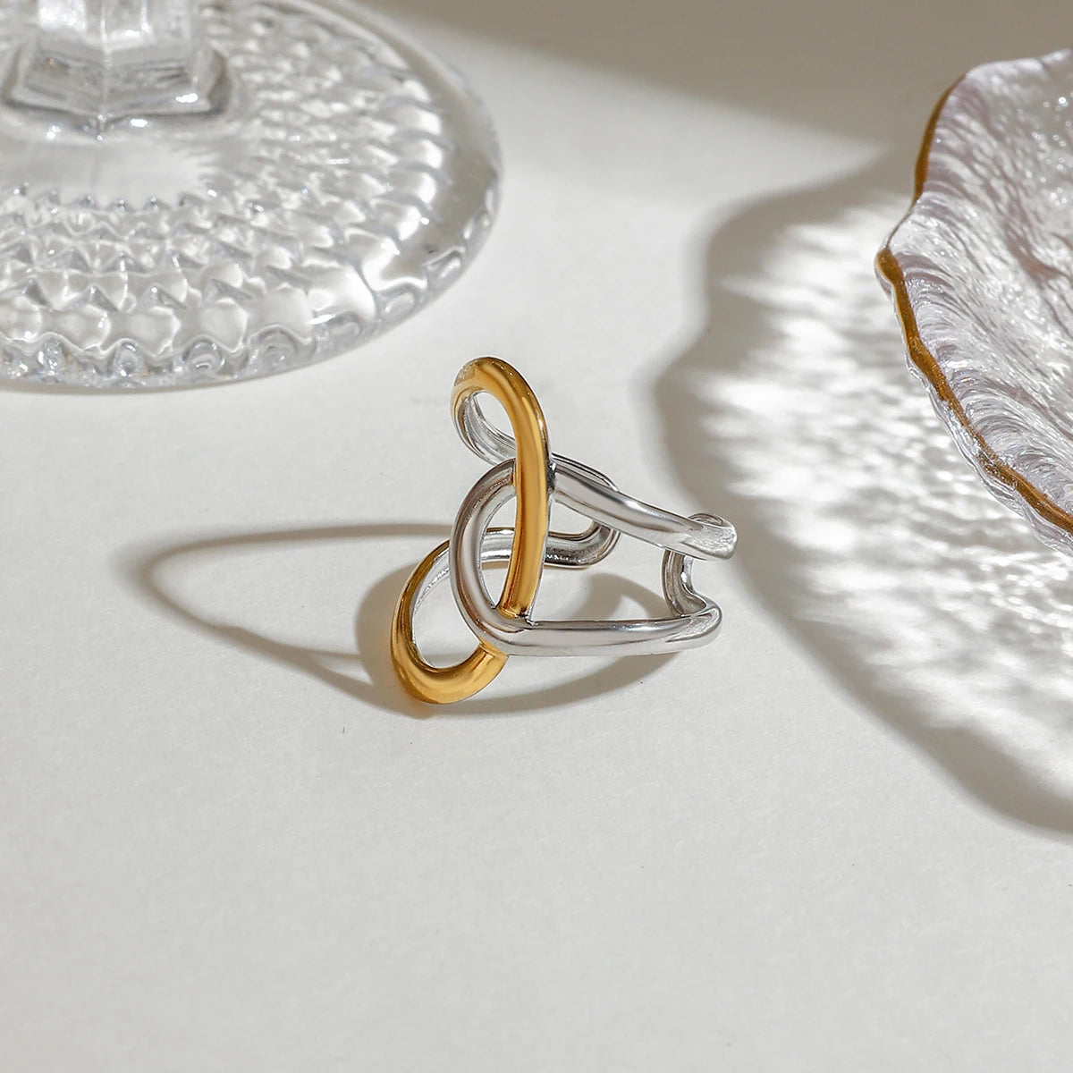 Irregular Winding Open Ring - 18K Plated Stainless Steel