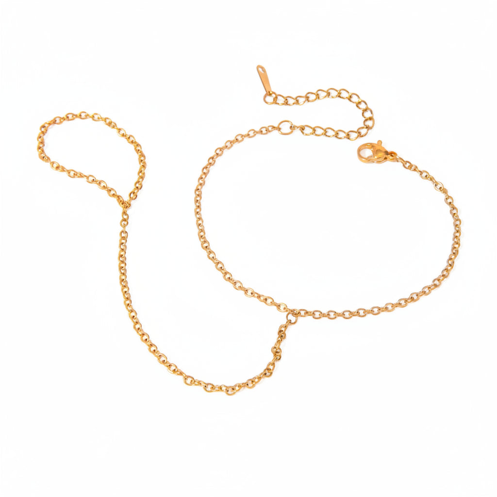 Minimalist 18k Gold Plated O-chain Finger Linked Bracelet Chain Stainless Steel Women Exquisite Jewelry Bijoux Femme