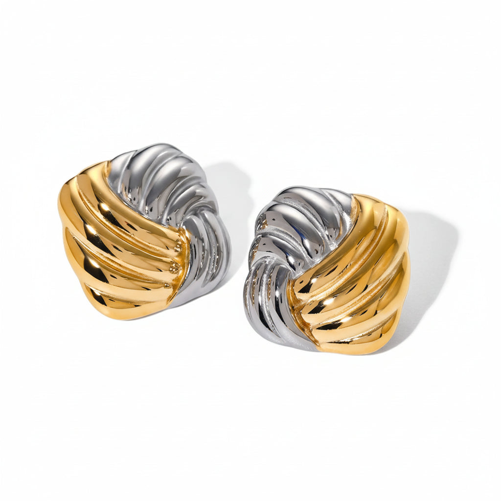 Textured Irregular Stud Earrings – 18K Gold Plated Stainless Steel