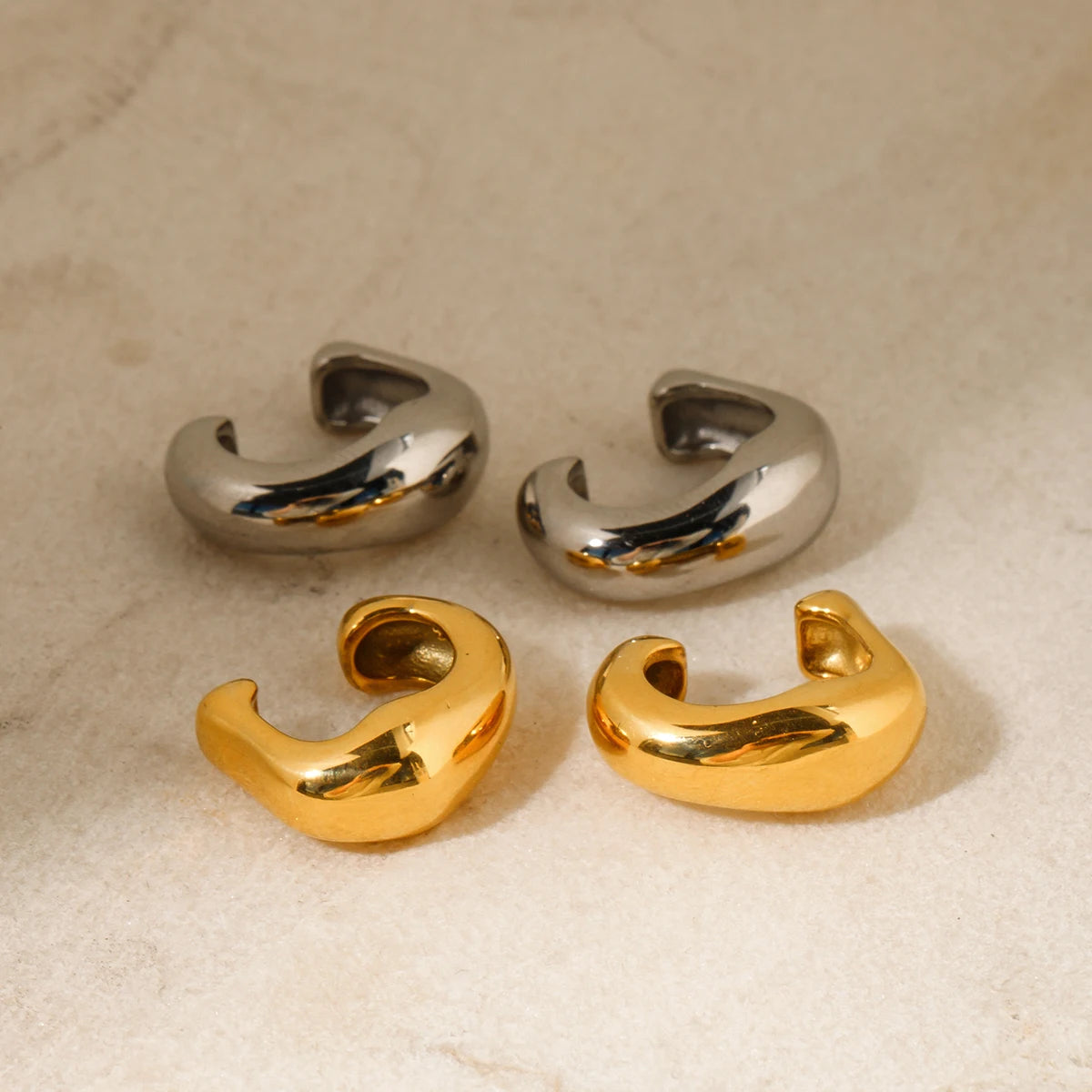 Triple Layer Ear Clips – 18K Gold Plated Stainless Steel