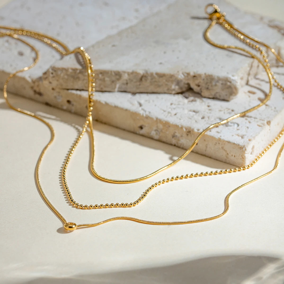 Layered Y-Necklace – 18K Gold Plated Stainless Steel