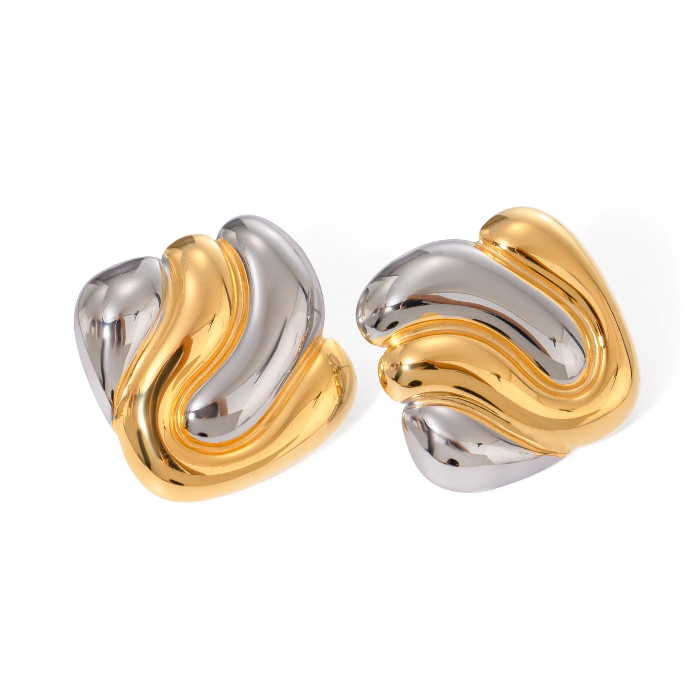 Textured Irregular Stud Earrings – 18K Gold Plated Stainless Steel
