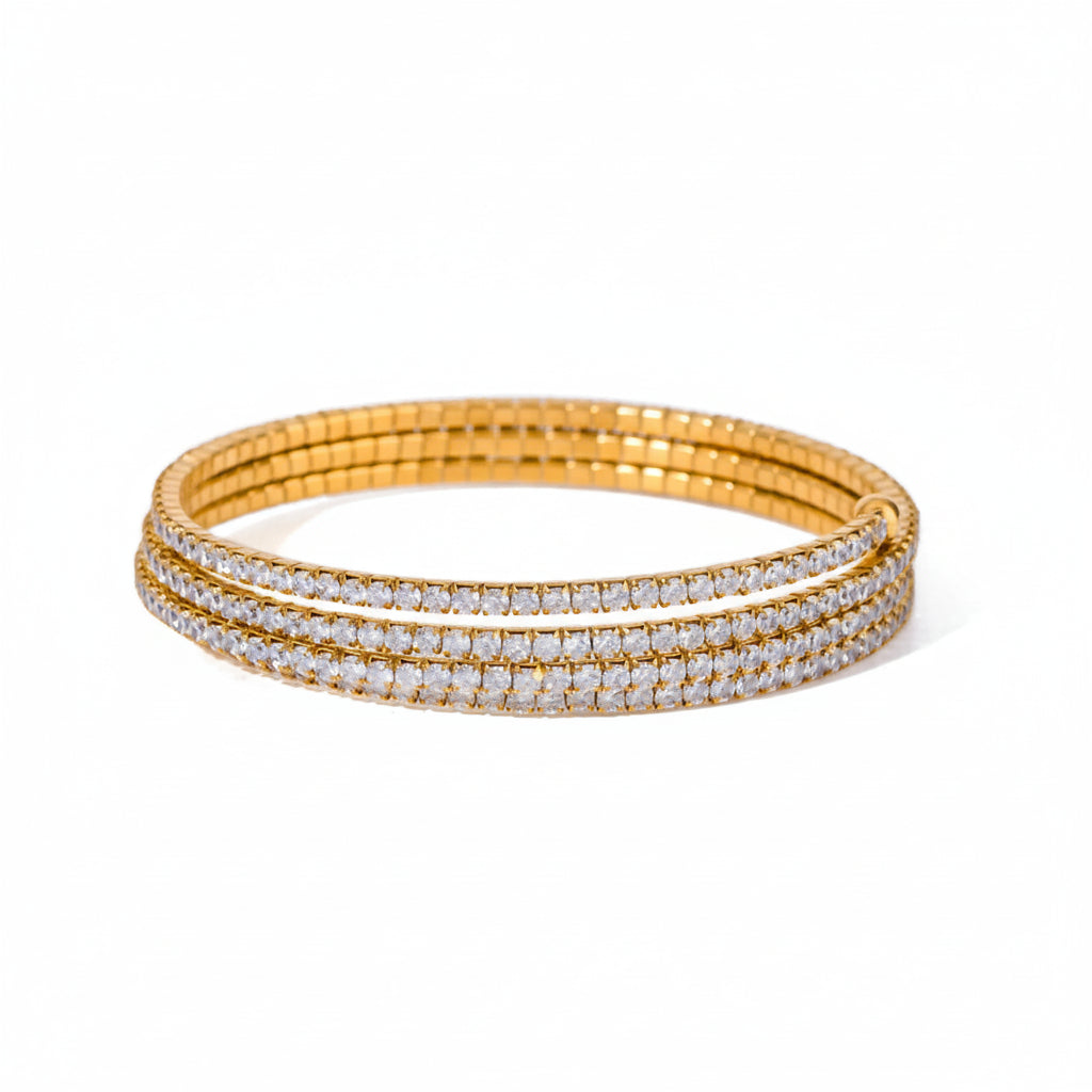 Zircon Layered Bracelet – 18K Gold Plated Stainless Steel