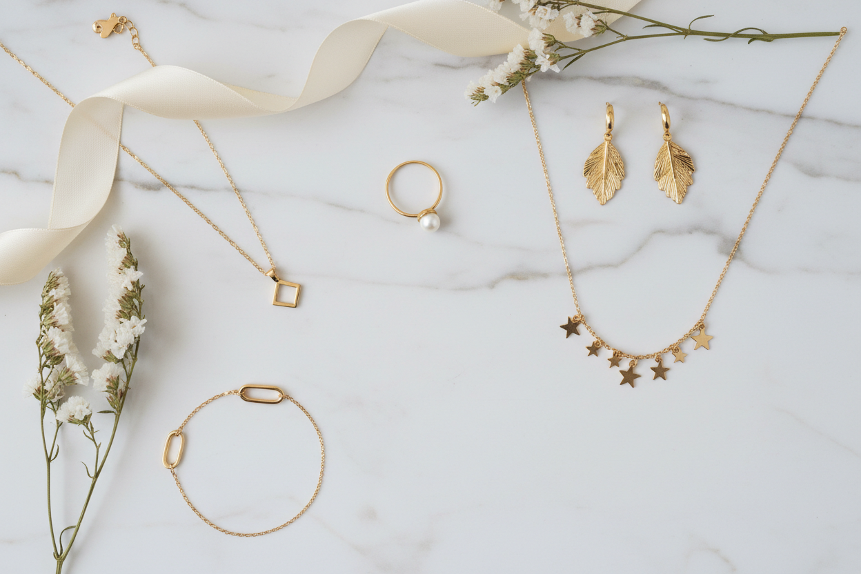 Jewelry Collection Flat Lay Banner